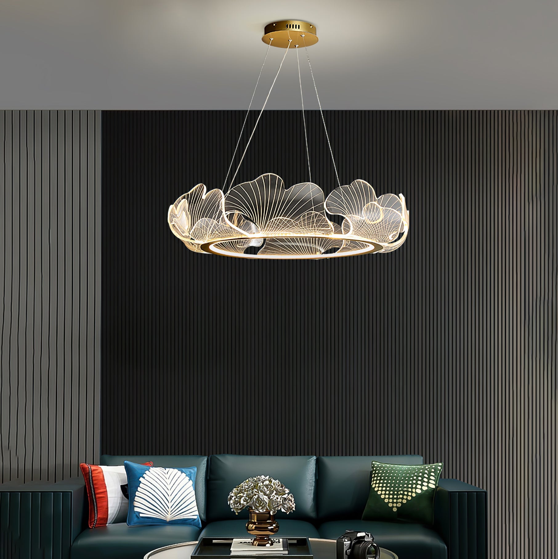 Lámpara de Techo Moderna en Forma de Hoja Dorada, Plafón LED para Oficina y Sala de Estar - Tres Tamaños Disponibles 4