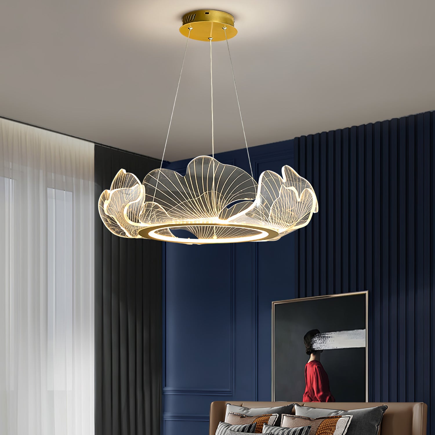 Lámpara de Techo Moderna en Forma de Hoja Dorada, Plafón LED para Oficina y Sala de Estar - Tres Tamaños Disponibles 5