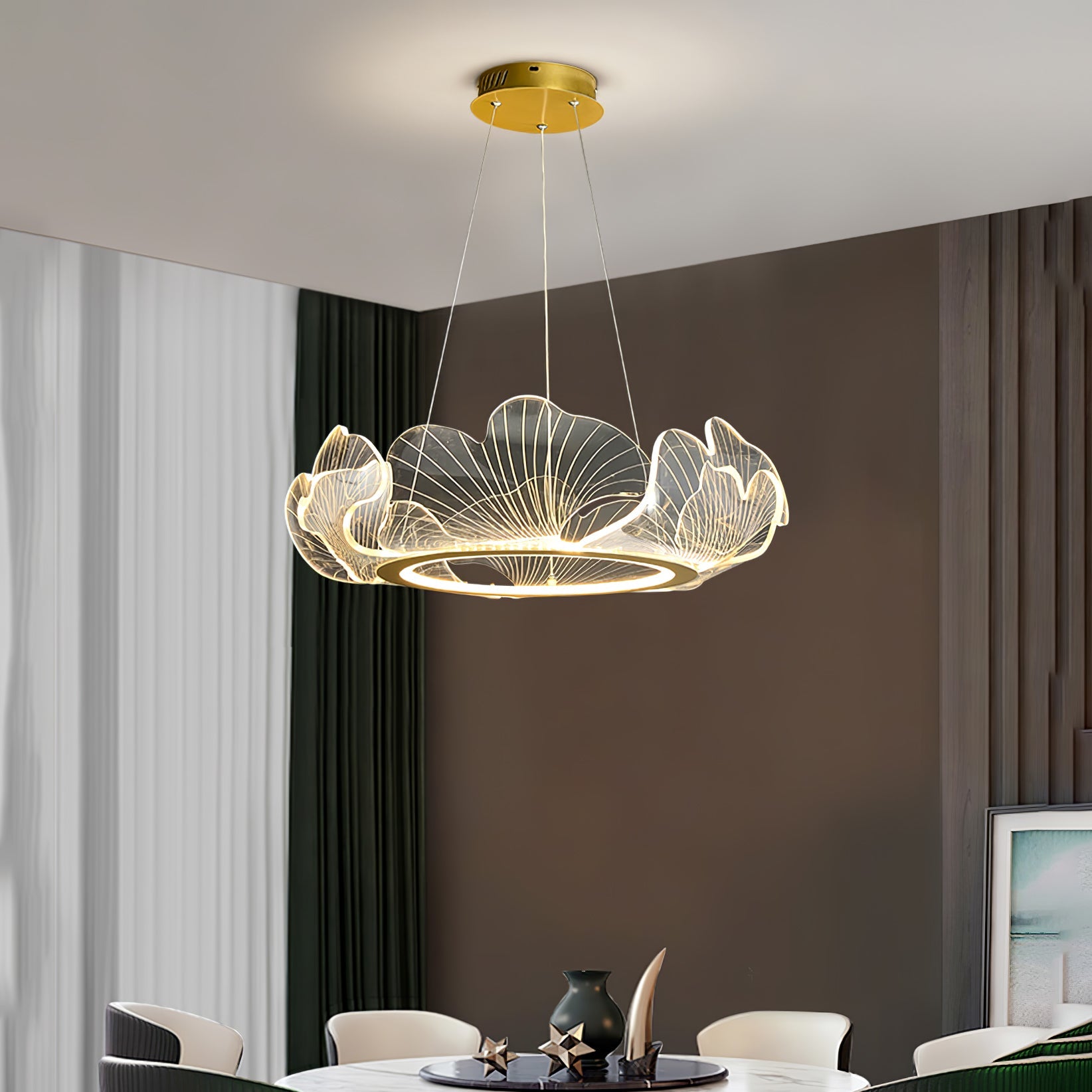 Lámpara de Techo Moderna en Forma de Hoja Dorada, Plafón LED para Oficina y Sala de Estar - Tres Tamaños Disponibles 6