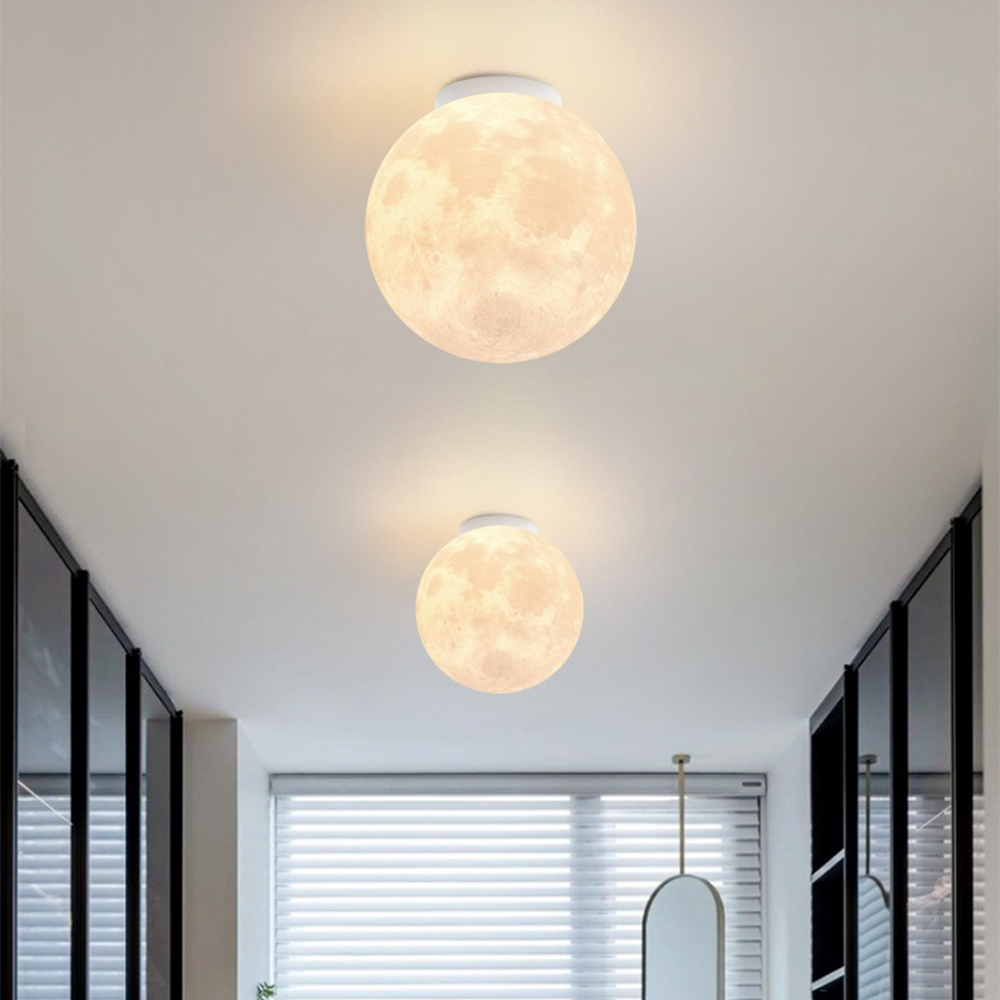 Lámpara de Techo Moderna en Forma de Luna, Iluminación Minimalista para Dormitorio, Hierro y Ácido Poliláctico, Suave y Eficiente 1