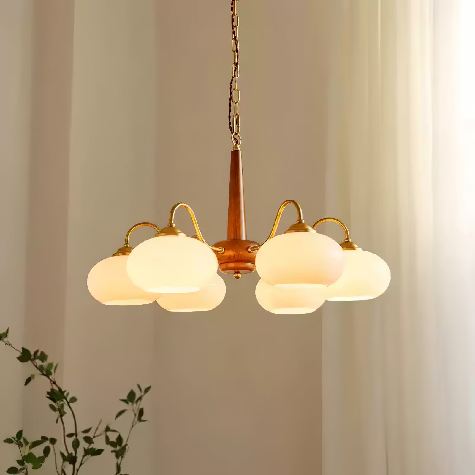 Lámpara de Techo Persimón Moderna de Cristal y Latón con 3, 4 o 6 Luces, Ideal para Decoración Elegante y Romántica 3