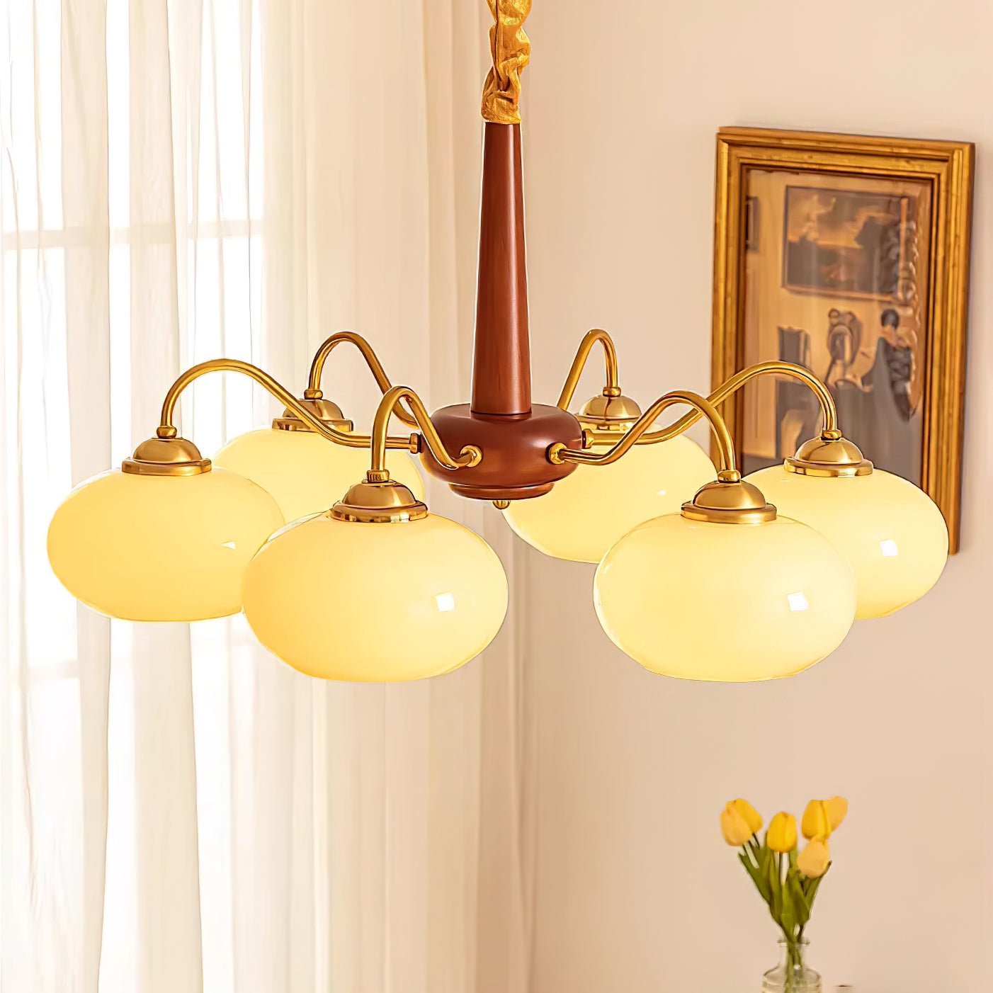 Lámpara de Techo Persimón Moderna de Cristal y Latón con 3, 4 o 6 Luces, Ideal para Decoración Elegante y Romántica 4