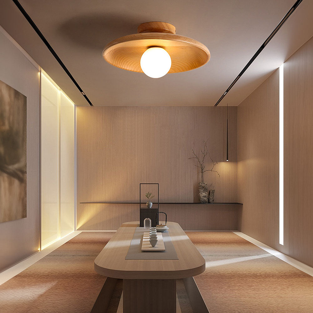 Lámpara de Techo Redonda Minimalista de Madera Nórdica para Comedor y Pasillo - Diseño Elegante y Moderno 7