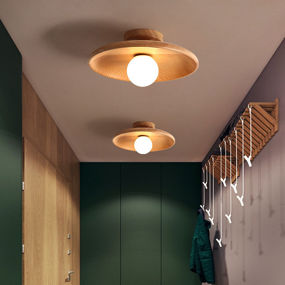 Lámpara de Techo Redonda Minimalista de Madera Nórdica para Comedor y Pasillo - Diseño Elegante y Moderno 8