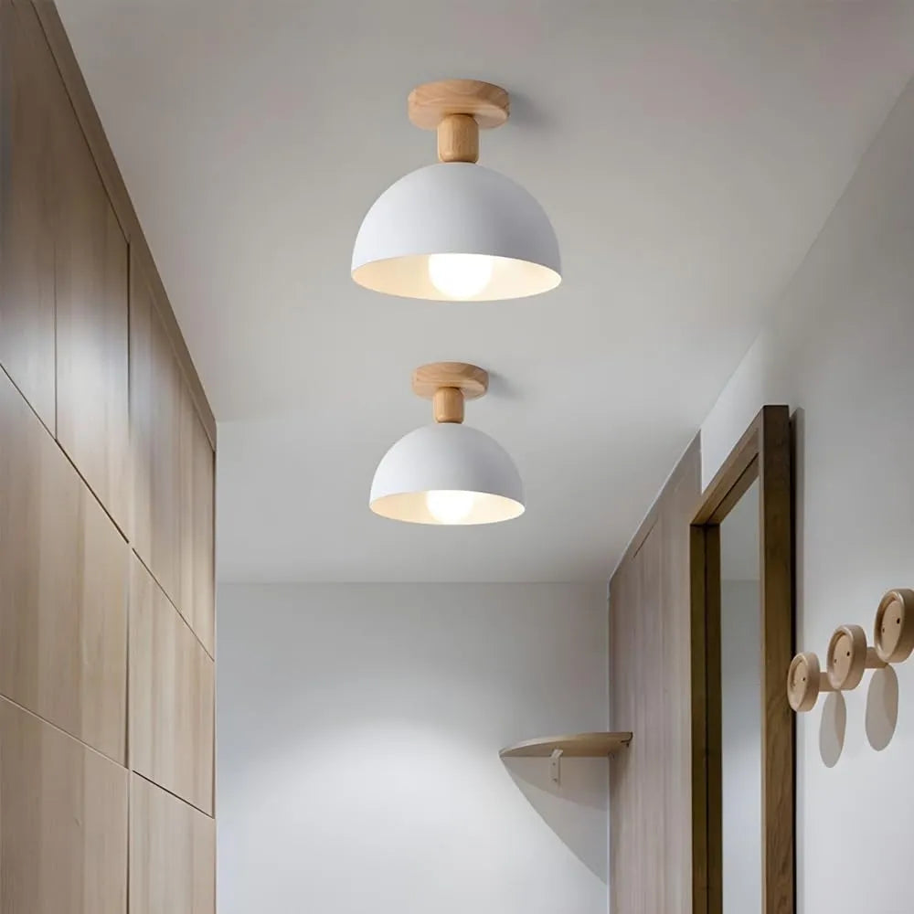 Lámpara de Techo Redonda Moderna de Madera para Interior, Iluminación Minimalista, Plafón Acogedor para Sala y Dormitorio 1