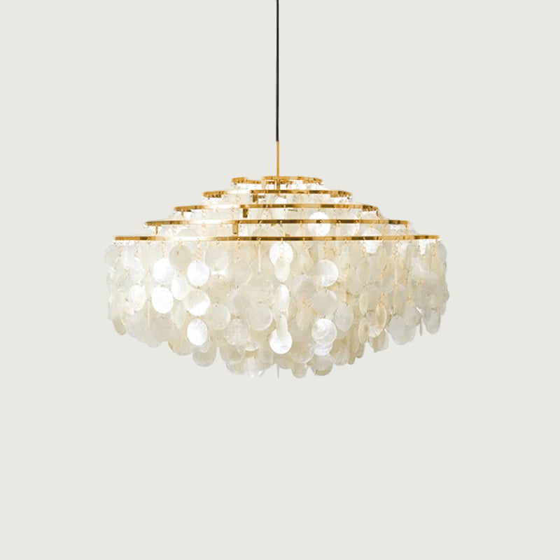 Lámpara de Techo Redonda de Conchas en Cromo, Lámpara LED Moderna Ajustable, Varios Tamaños para Iluminación Elegante 11