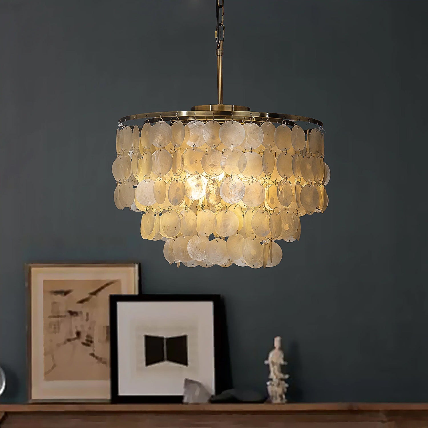 Lámpara de Techo Redonda de Conchas en Cromo, Lámpara LED Moderna Ajustable, Varios Tamaños para Iluminación Elegante 2