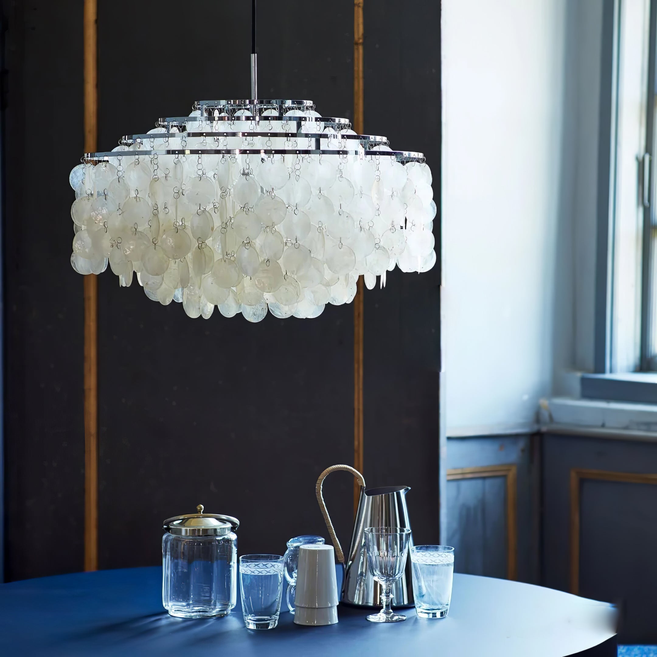 Lámpara de Techo Redonda de Conchas en Cromo, Lámpara LED Moderna Ajustable, Varios Tamaños para Iluminación Elegante 3
