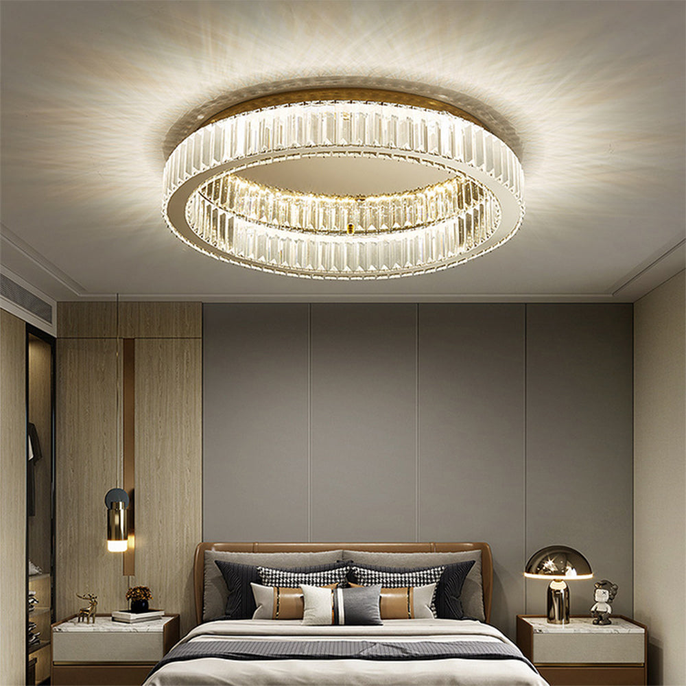Lámpara de Techo Redonda de Cristal en Color Dorado – Iluminación Elegante para Salas 2