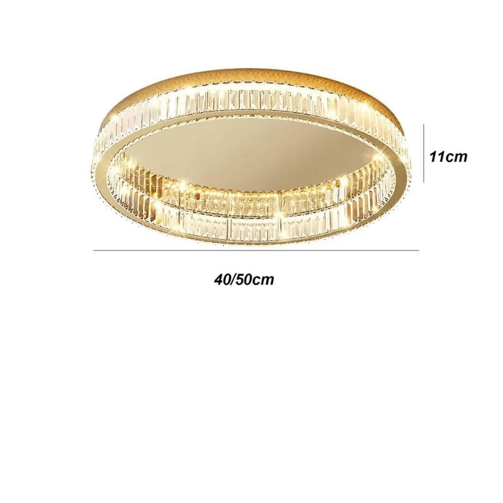 Lámpara de Techo Redonda de Cristal en Color Dorado – Iluminación Elegante para Salas 6