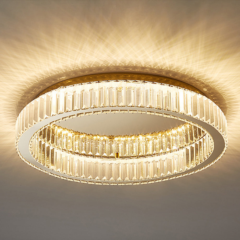 Lámpara de Techo Redonda de Cristal en Color Dorado – Iluminación Elegante para Salas 8