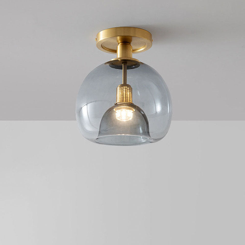 Lámpara de Techo Redonda de Vidrio y Cobre, Estilo Escandinavo Moderno para Iluminación Minimalista en Salas y Comedores 1