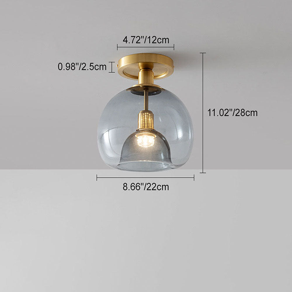 Lámpara de Techo Redonda de Vidrio y Cobre, Estilo Escandinavo Moderno para Iluminación Minimalista en Salas y Comedores 6