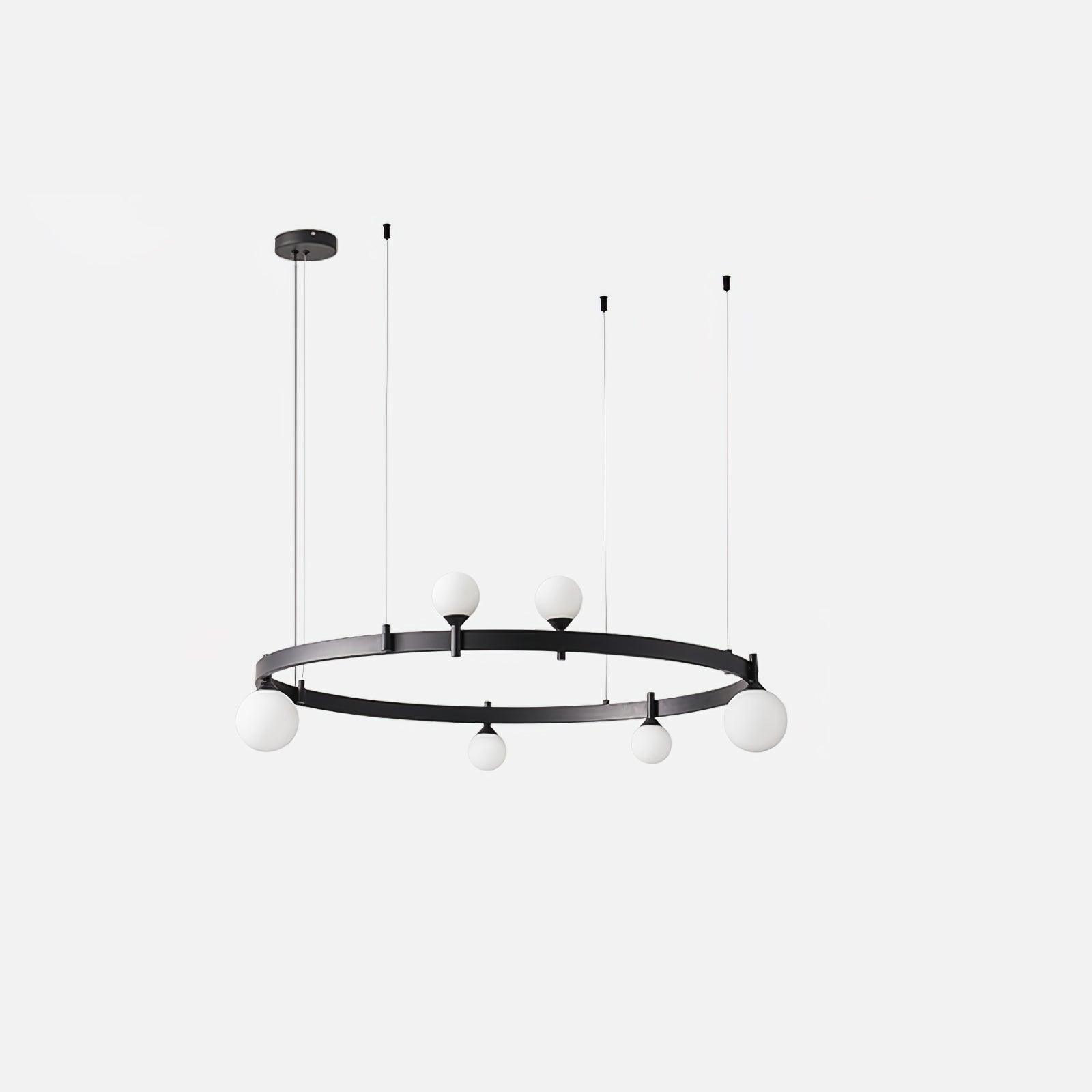 Lámpara de Techo Redonda de Vidrio y Metal, Diseño Moderno Ajustable en Altura, Disponible en Negro y Blanco, 82cm/102cm 0