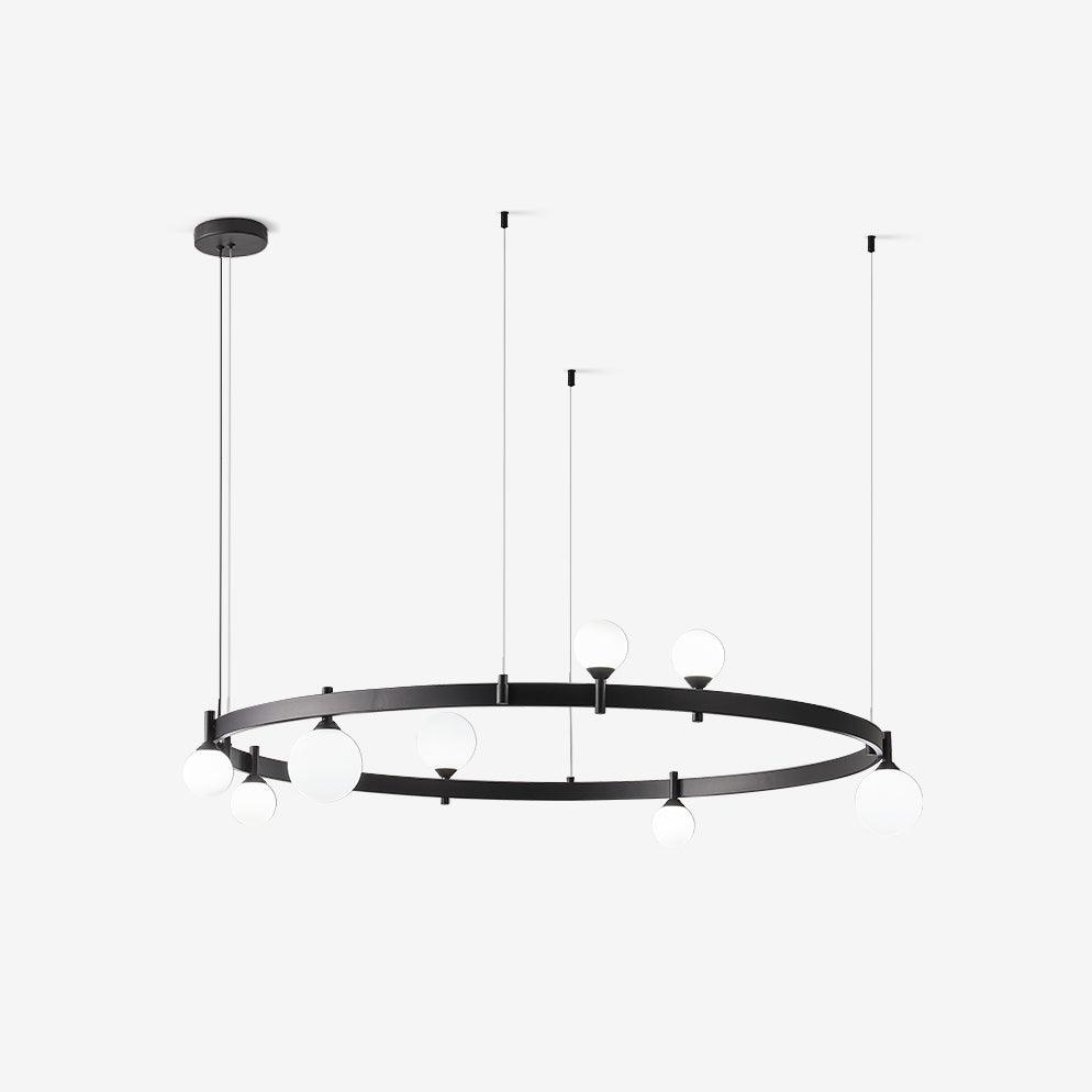 Lámpara de Techo Redonda de Vidrio y Metal, Diseño Moderno Ajustable en Altura, Disponible en Negro y Blanco, 82cm/102cm 1