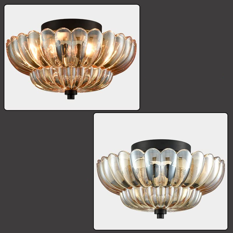 Lámpara de Techo Semi-Flush de Vidrio Ámbar Vintage – Iluminación Elegante para Comedores y Salones 5