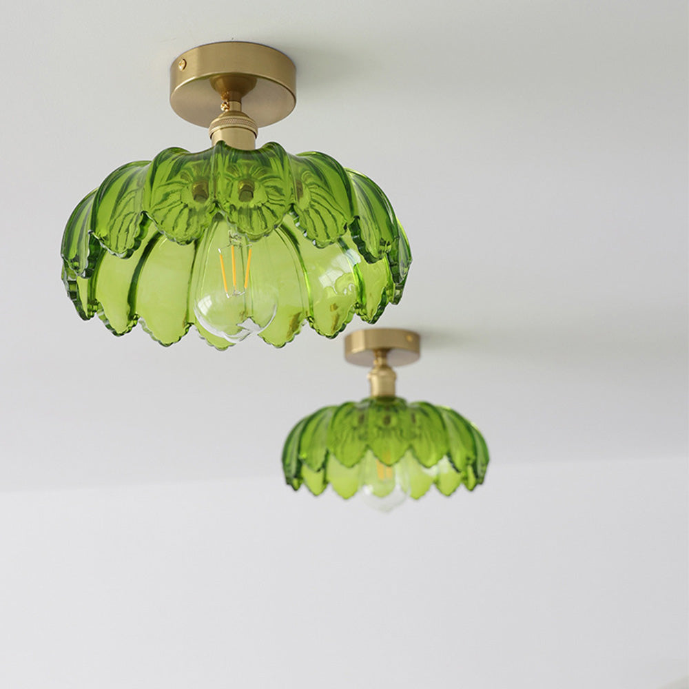 Lámpara de Techo Semi-Flush de Vidrio Verde Minimalista para Interiores Modernos 4