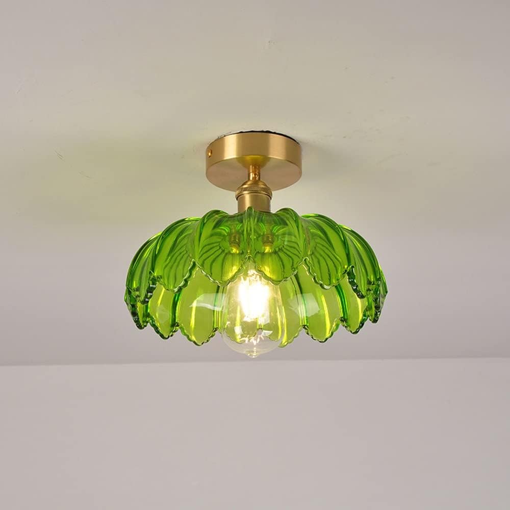Lámpara de Techo Semi-Flush de Vidrio Verde Minimalista para Interiores Modernos 5