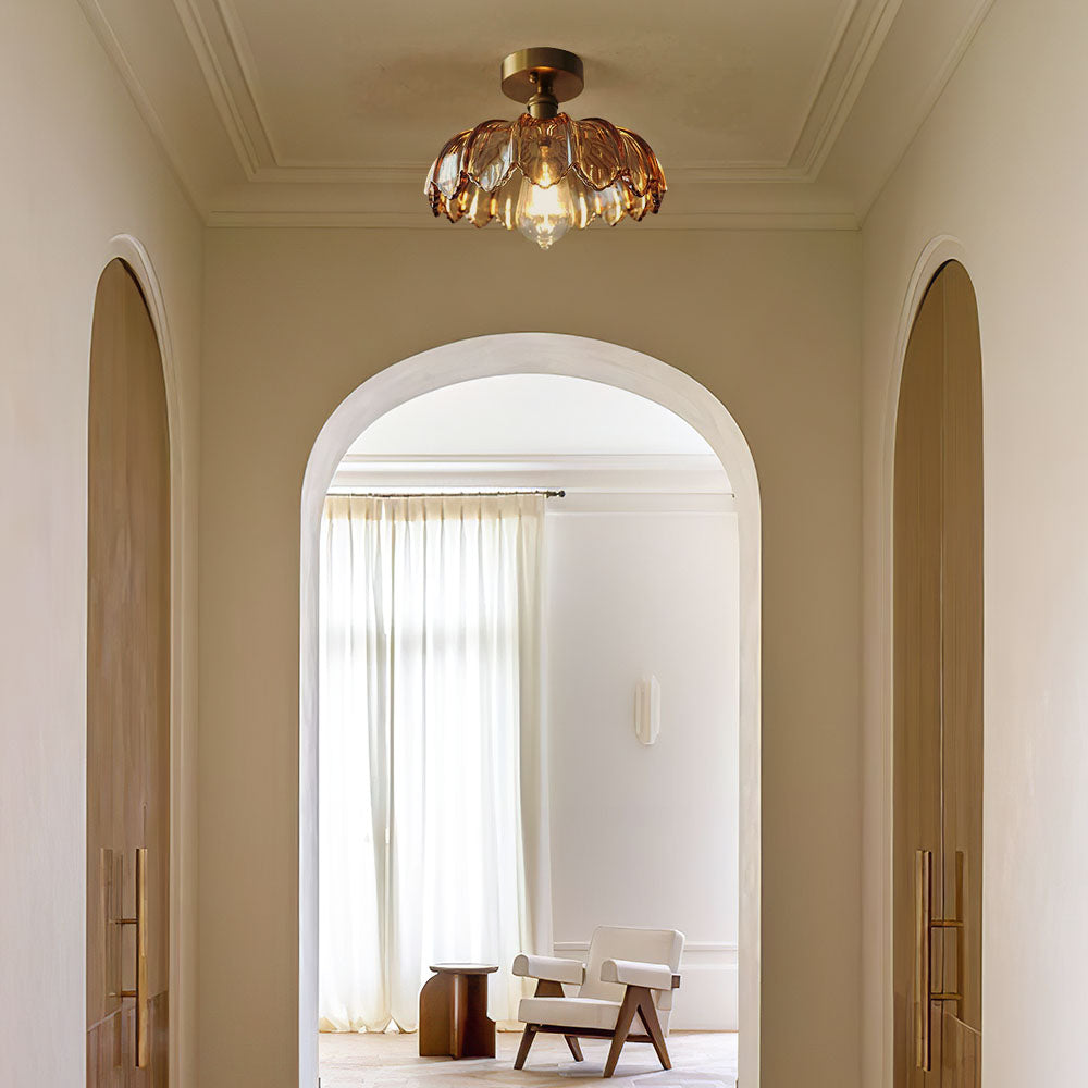 Lámpara de Techo Semi-Flush de Vidrio Verde Minimalista para Interiores Modernos 8