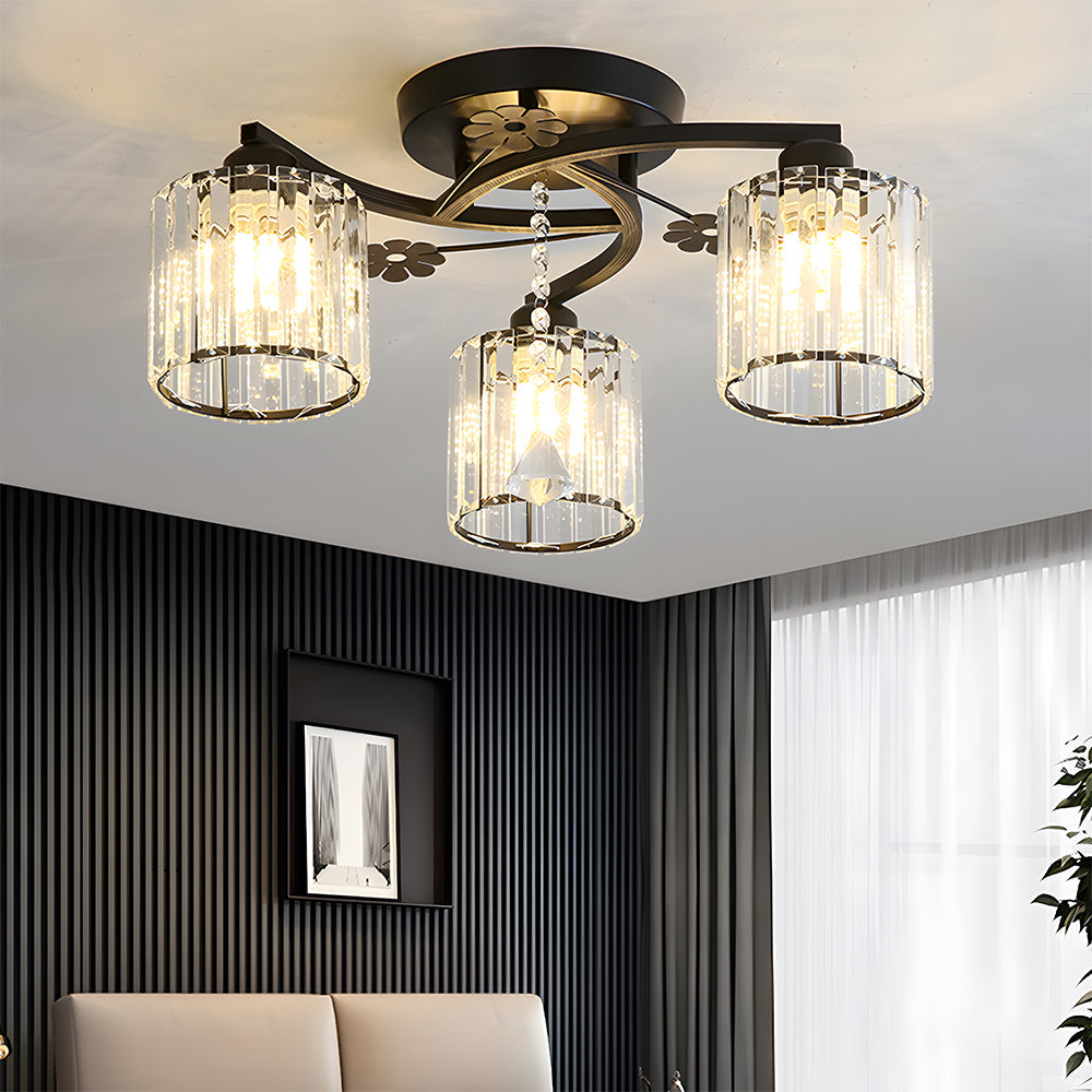 Lámpara de Techo Semi Flush de Cristal de Lujo con Diseño Elegante y Acabado en Aluminio 5