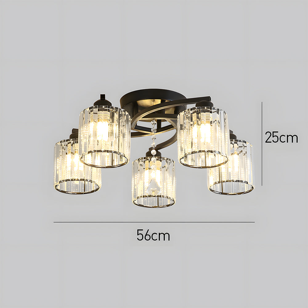 Lámpara de Techo Semi Flush de Cristal de Lujo con Diseño Elegante y Acabado en Aluminio 8