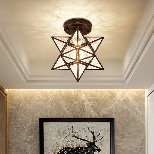 Lámpara de Techo Semi Flush en Forma de Estrella - Iluminación Vintage para Comedor y Salón 8