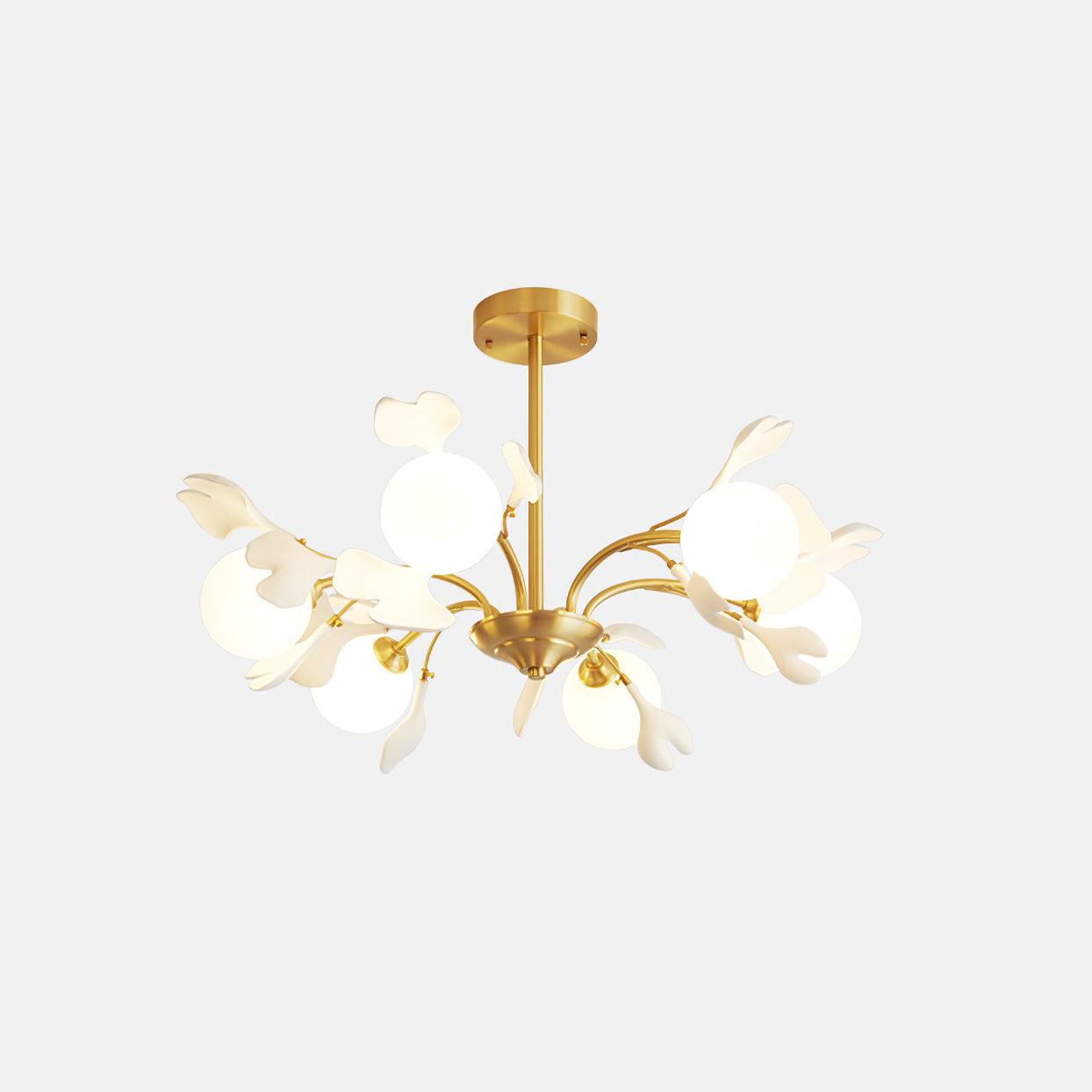 Lámpara de Techo Vico Gingko de Cristal y Latón – Elegante Chandelier con Diseño de Hojas 0