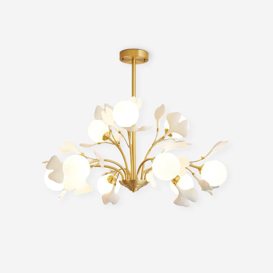 Lámpara de Techo Vico Gingko de Cristal y Latón – Elegante Chandelier con Diseño de Hojas 1