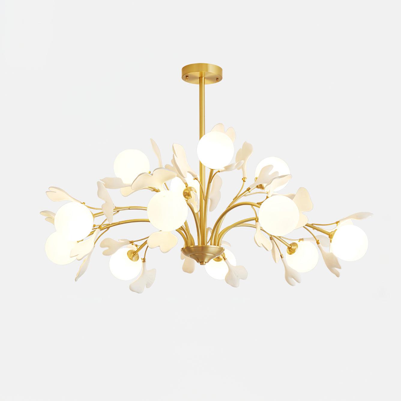 Lámpara de Techo Vico Gingko de Cristal y Latón – Elegante Chandelier con Diseño de Hojas 10