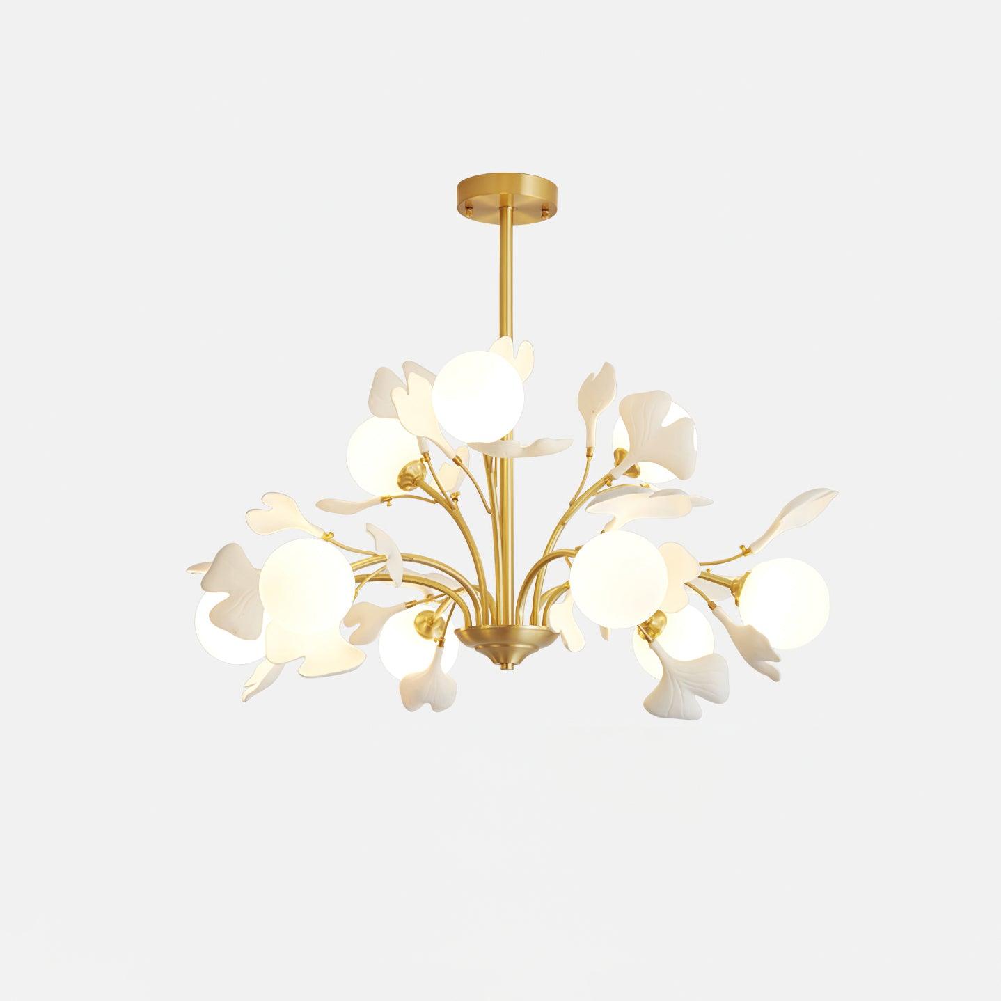 Lámpara de Techo Vico Gingko de Cristal y Latón – Elegante Chandelier con Diseño de Hojas 11