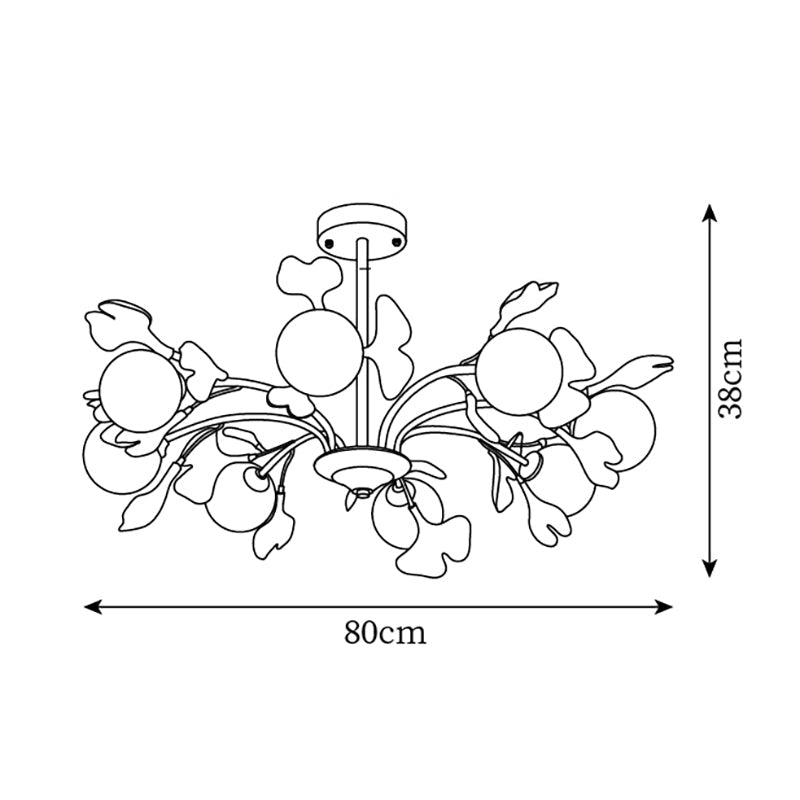 Lámpara de Techo Vico Gingko de Cristal y Latón – Elegante Chandelier con Diseño de Hojas 6