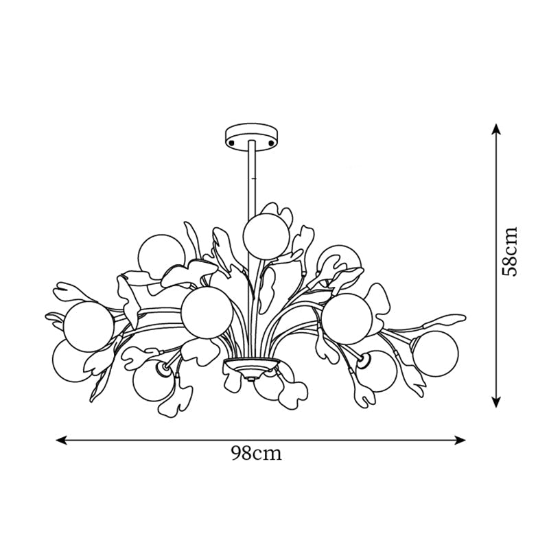 Lámpara de Techo Vico Gingko de Cristal y Latón – Elegante Chandelier con Diseño de Hojas 8