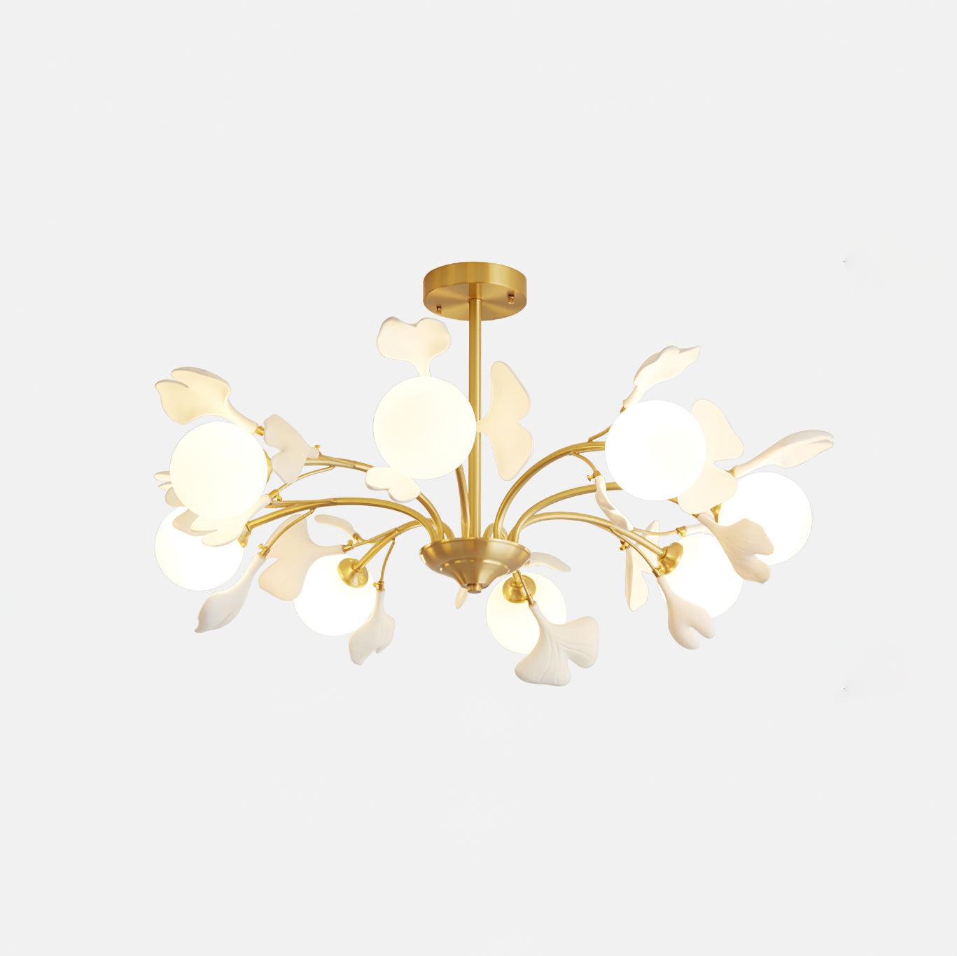 Lámpara de Techo Vico Gingko de Cristal y Latón – Elegante Chandelier con Diseño de Hojas 9