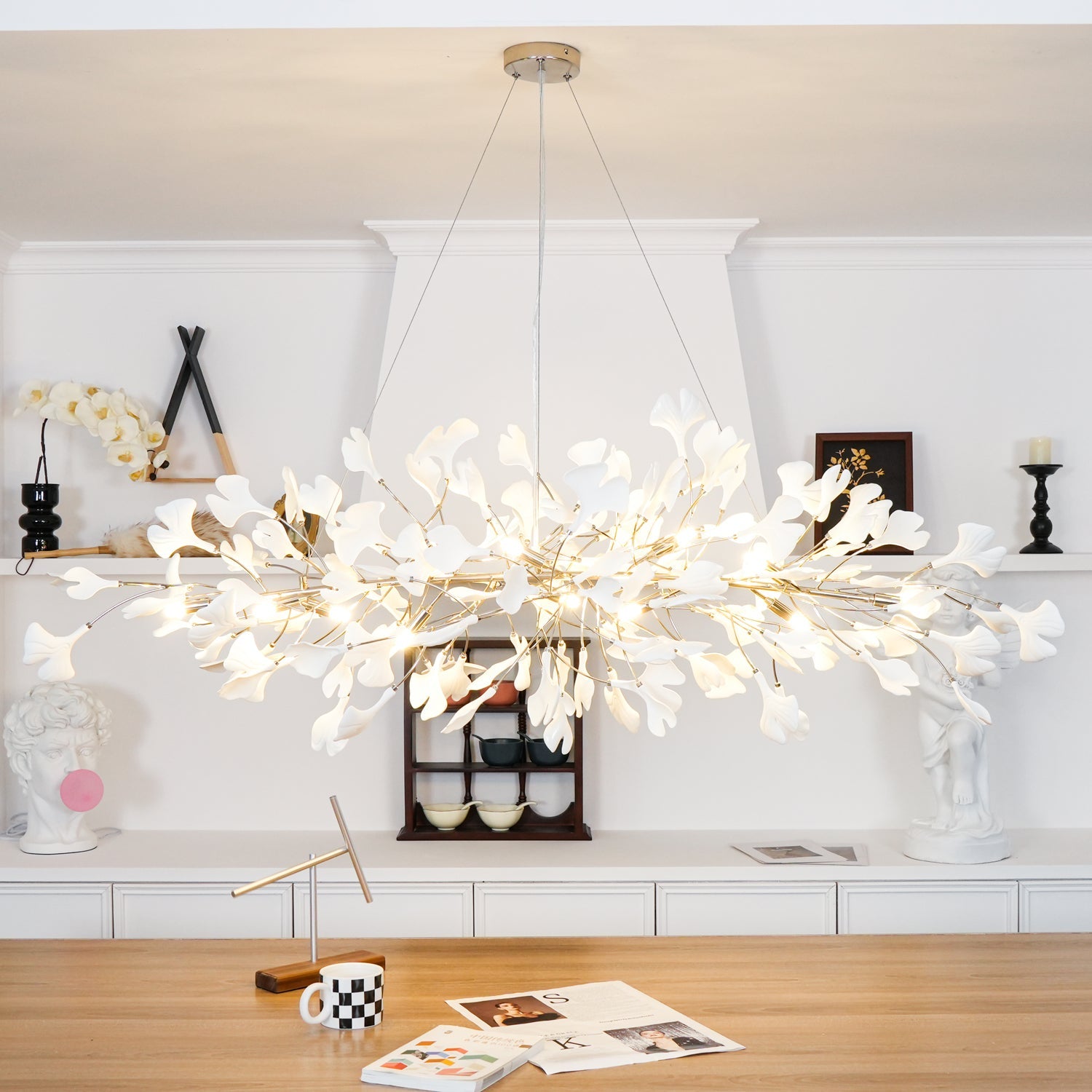 Lámpara de Techo de Cerámica Ginkgo con Pétalos Artesanales – Diseño Moderno y Elegante 6