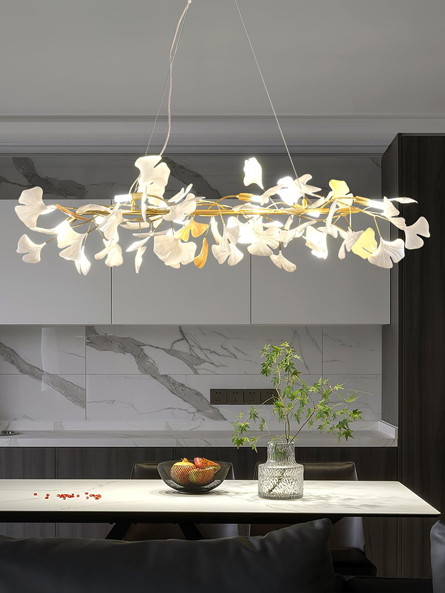 Lámpara de Techo de Cerámica Ginkgo con Pétalos, Diseño Moderno, Tamaños Personalizados, Compatible con Bombillas LED 7