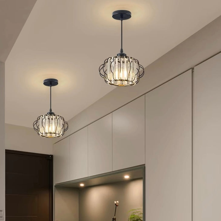 Lámpara de Techo de Cristal Dorado para Pasillo – Iluminación Elegante y Sofisticada 5