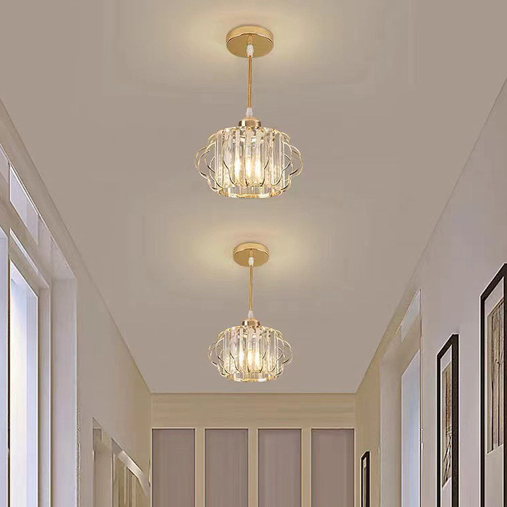 Lámpara de Techo de Cristal Dorado para Pasillo – Iluminación Elegante y Sofisticada 9