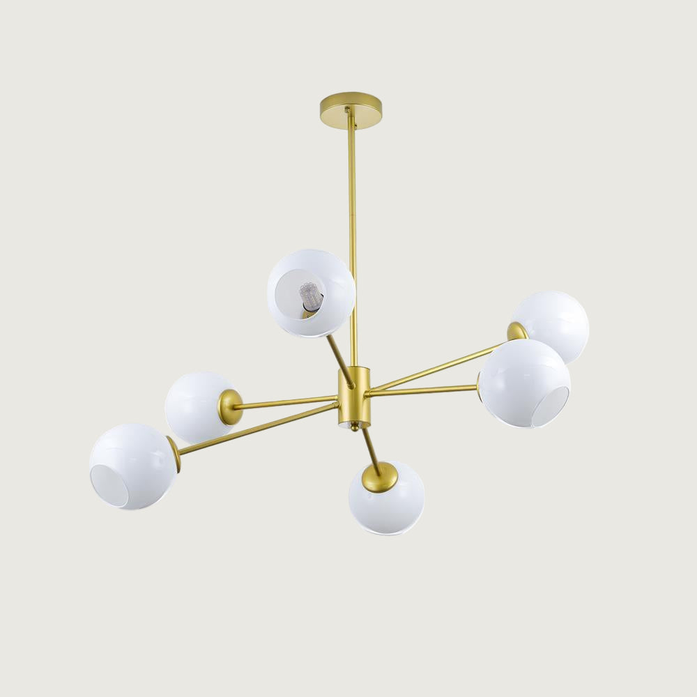 Lámpara de Techo de Cristal con 6 Luces, Diseño Moderno y Acabado en Oro y Negro 0