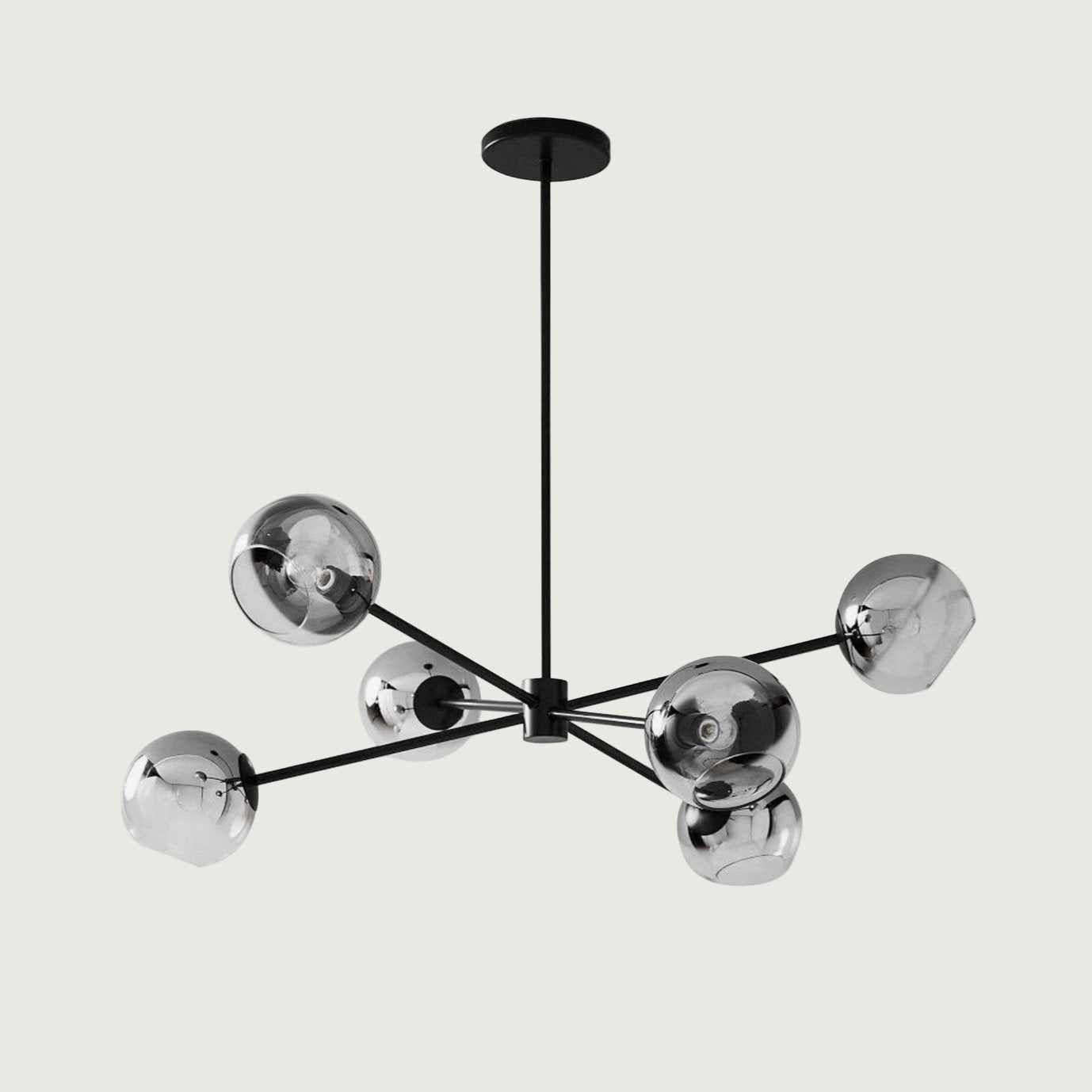 Lámpara de Techo de Cristal con 6 Luces, Diseño Moderno y Acabado en Oro y Negro 1