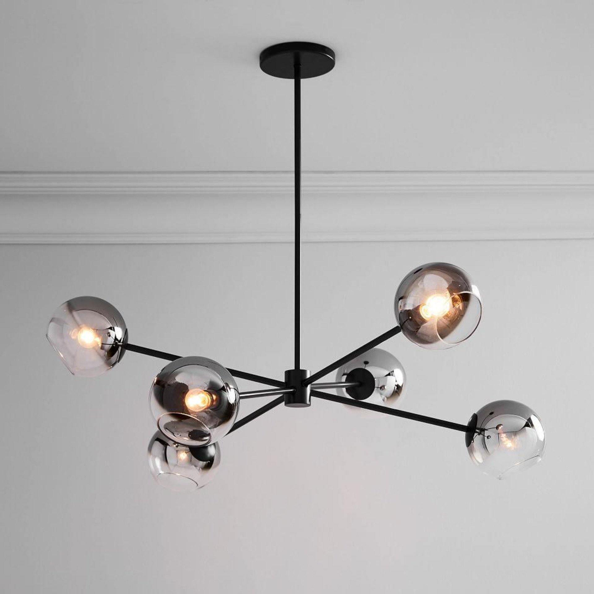 Lámpara de Techo de Cristal con 6 Luces, Diseño Moderno y Acabado en Oro y Negro 4
