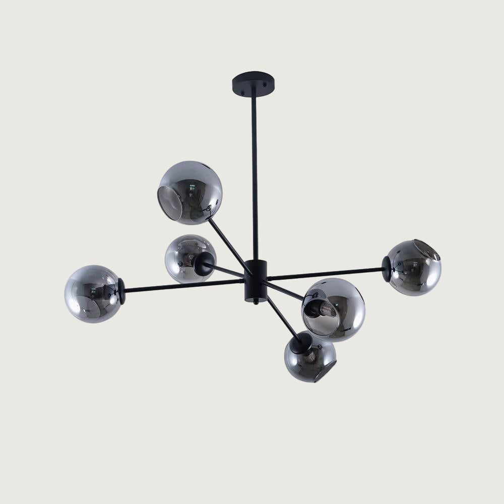 Lámpara de Techo de Cristal con 6 Luces, Diseño Moderno y Acabado en Oro y Negro 9