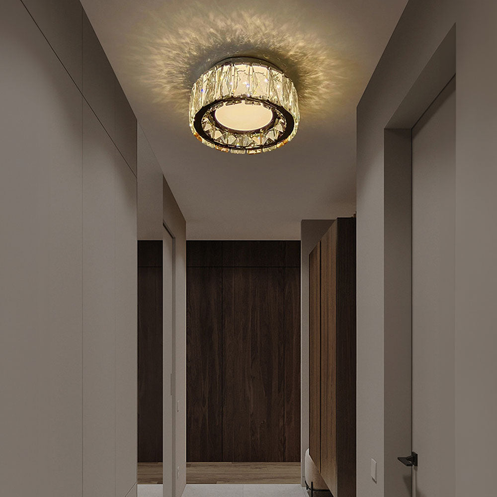 Lámpara de Techo de Cristal de Lujo LED para Pasillo, Iluminación Elegante y Sofisticada, Diseño de Hierro y Cristal 0