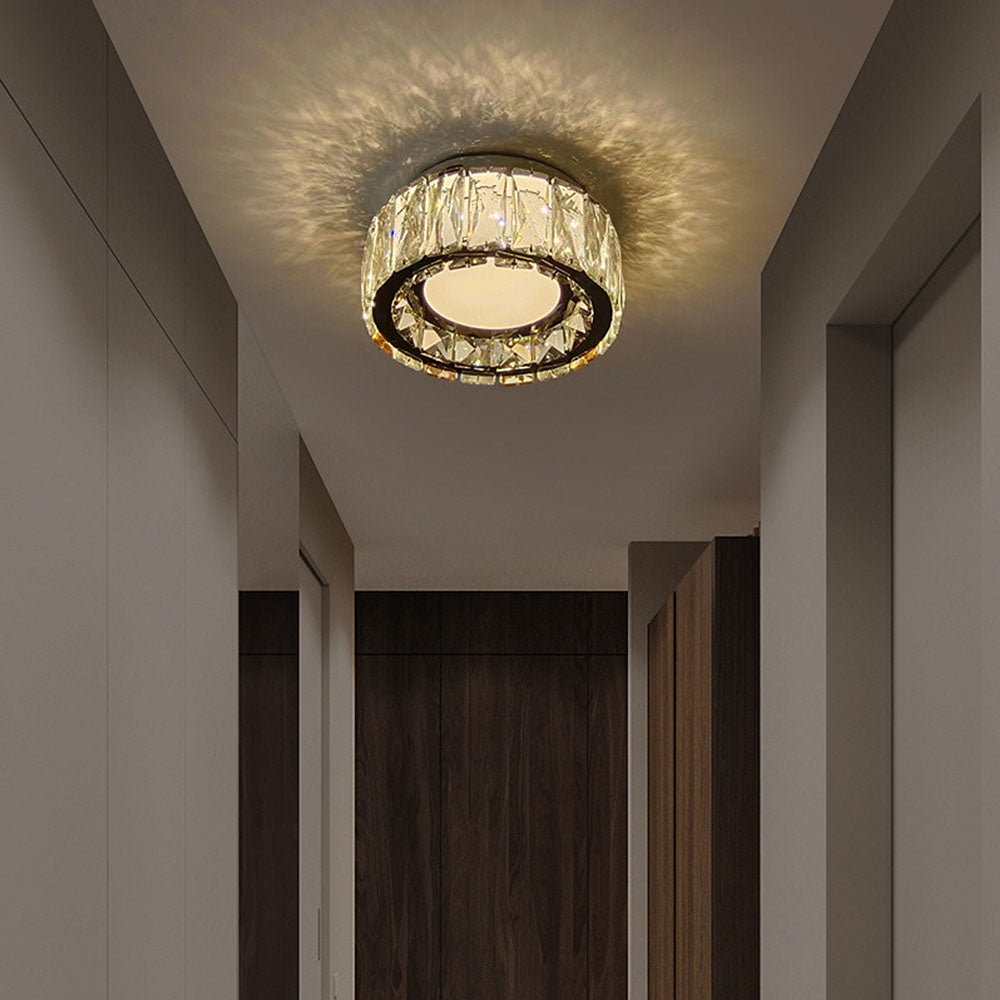 Lámpara de Techo de Cristal de Lujo LED para Pasillo, Iluminación Elegante y Sofisticada, Diseño de Hierro y Cristal 1