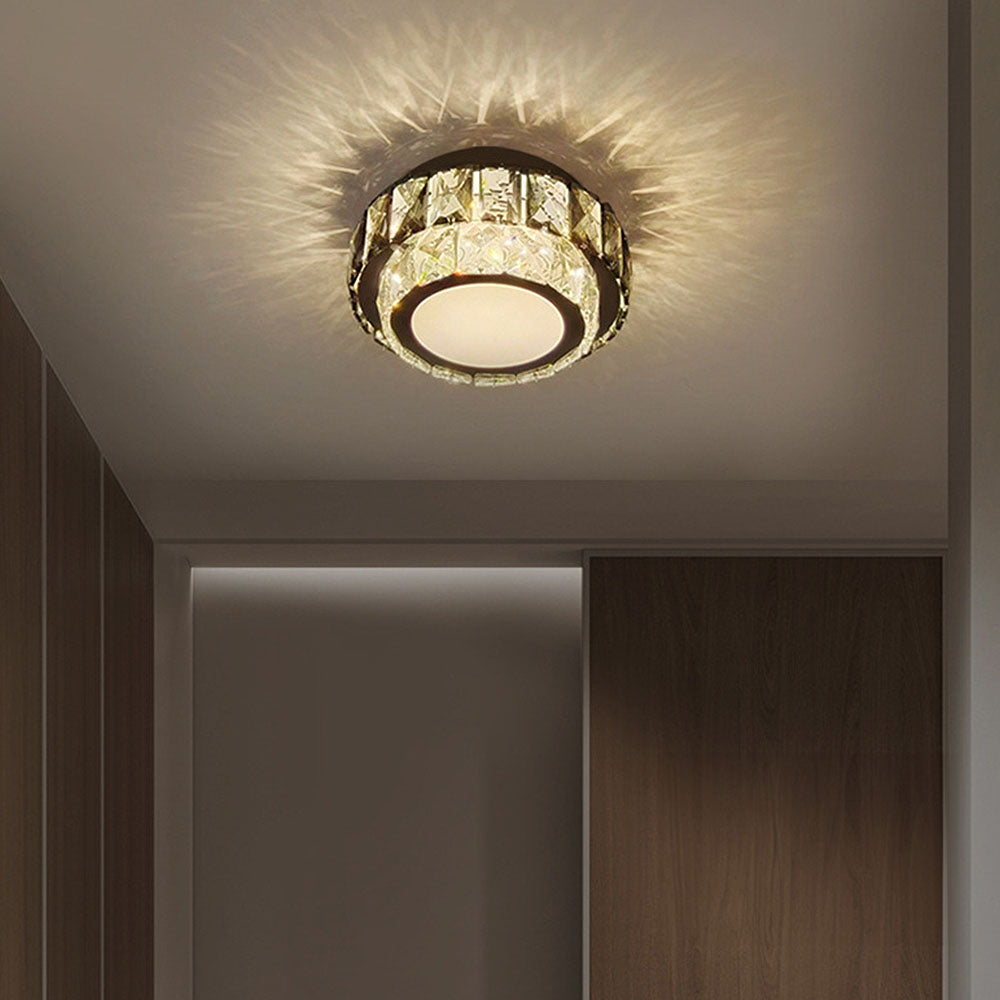 Lámpara de Techo de Cristal de Lujo LED para Pasillo, Iluminación Elegante y Sofisticada, Diseño de Hierro y Cristal 10