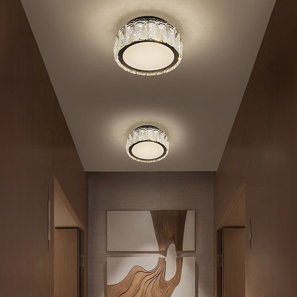 Lámpara de Techo de Cristal de Lujo LED para Pasillo, Iluminación Elegante y Sofisticada, Diseño de Hierro y Cristal 7