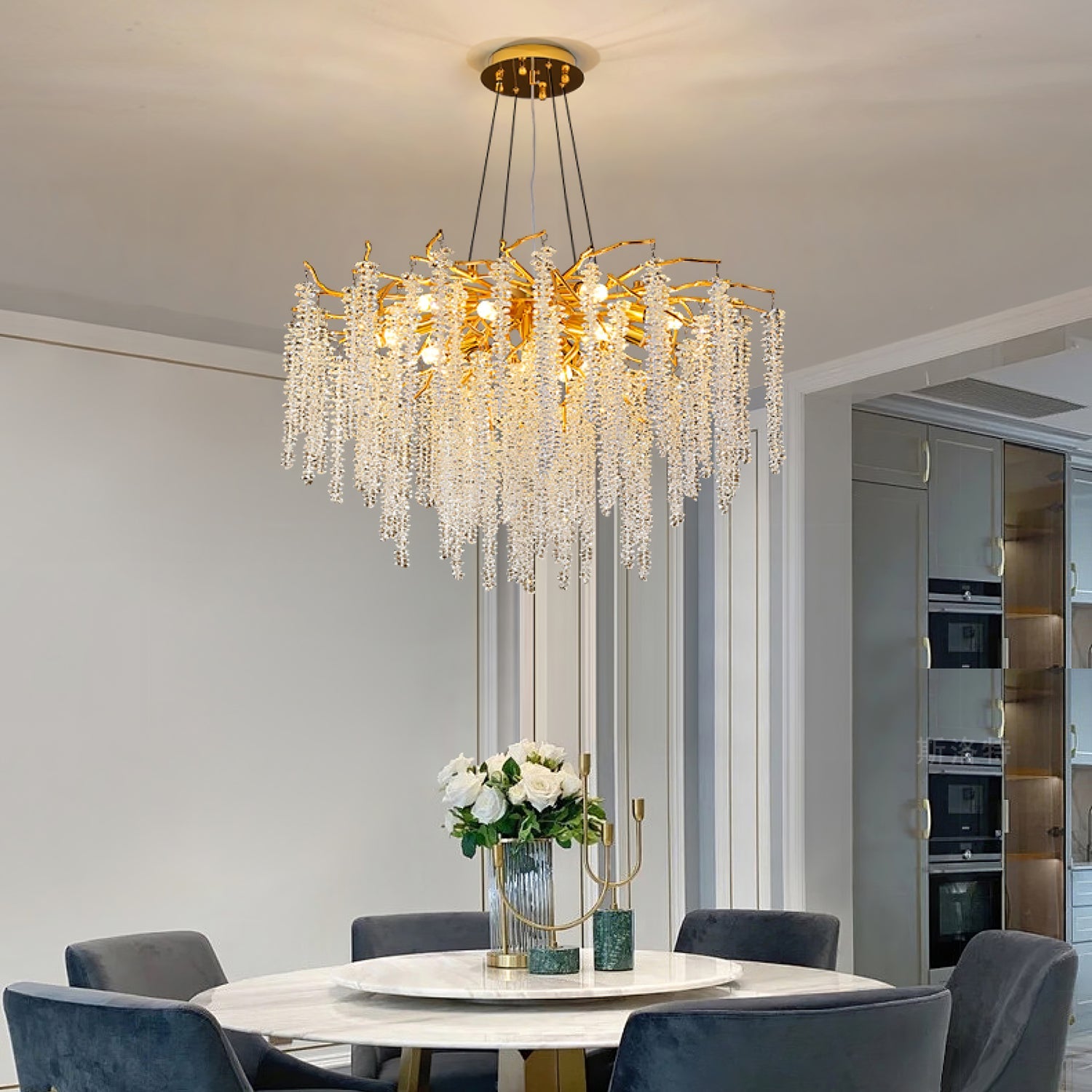 Lámpara de Techo de Cristal en Forma de Flor de Glicinia – Diseño Elegante y Sofisticado 2