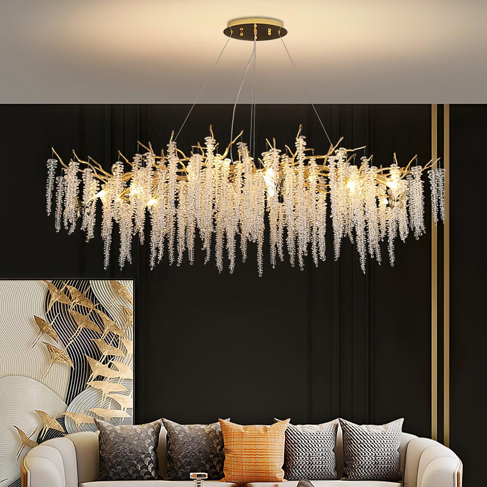 Lámpara de Techo de Cristal en Forma de Flor de Glicinia – Diseño Elegante y Sofisticado 4