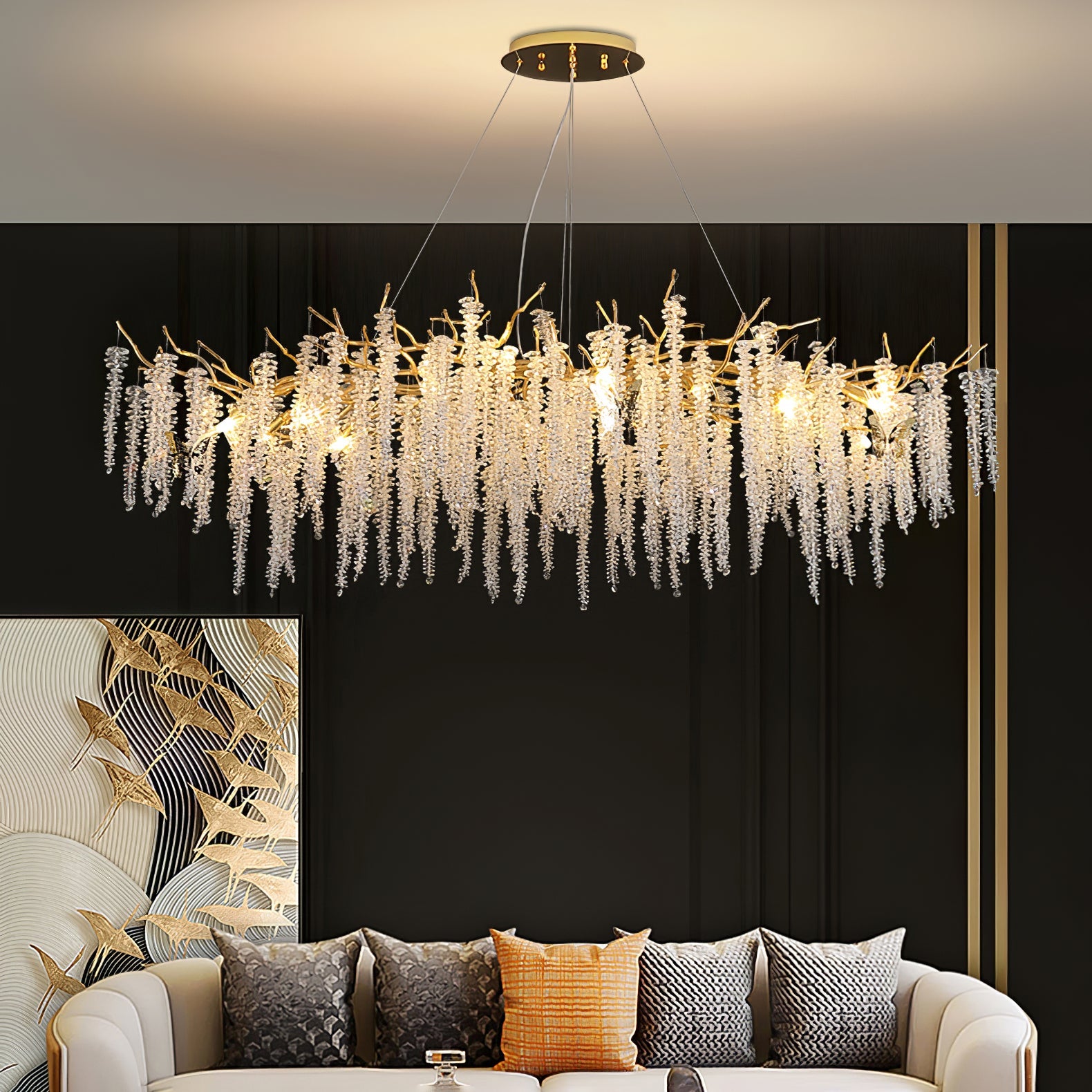 Lámpara de Techo de Cristal en Forma de Flor de Glicinia – Diseño Elegante y Sofisticado 5