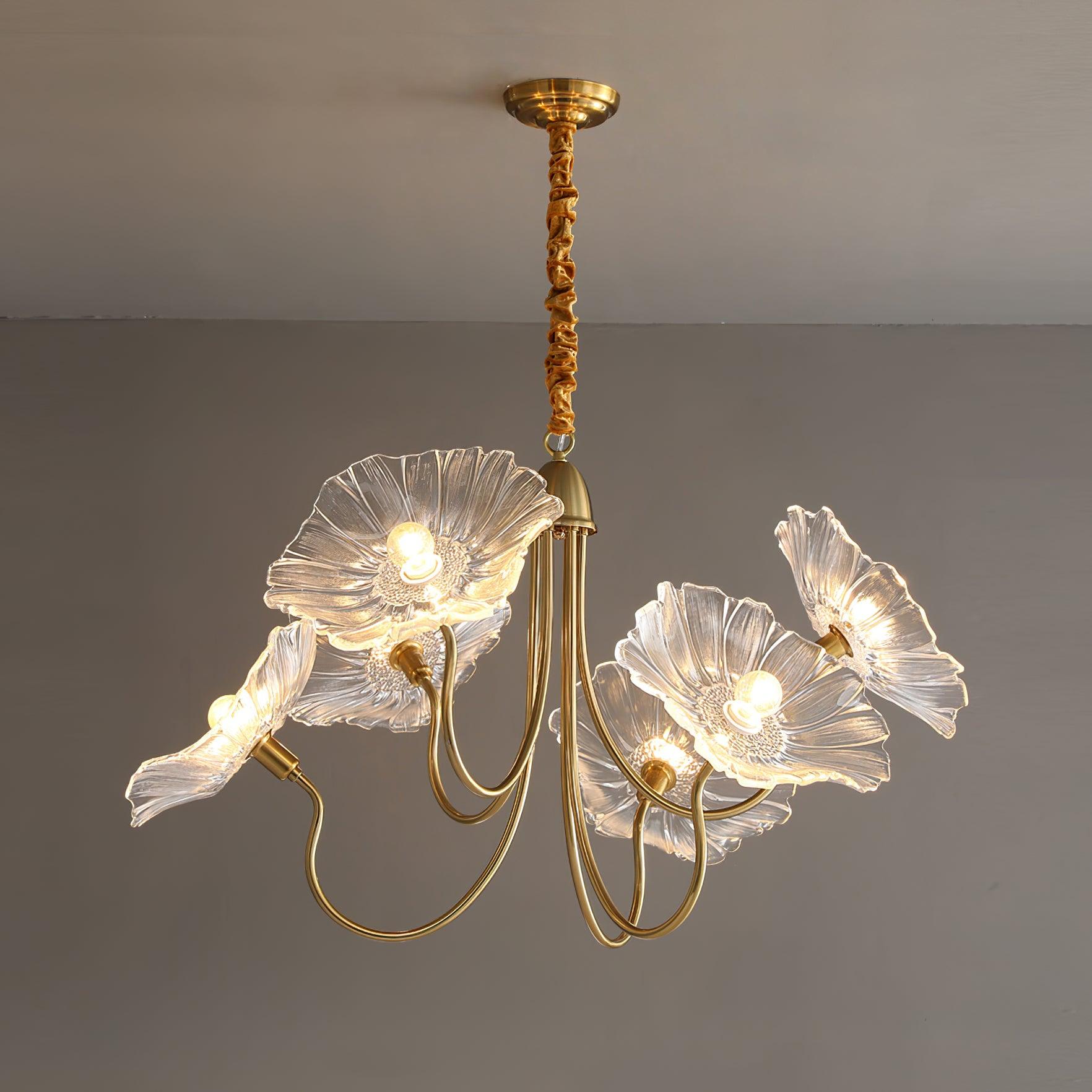 Lámpara de Techo de Cristal en Forma de Hoja de Loto, Acabado en Oro, Diseño Moderno para Iluminación Interior 10