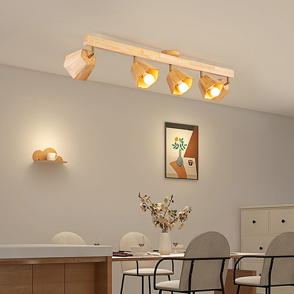Lámpara de Techo de Madera Ajustable, Diseño Minimalista para Sala de Estar, Iluminación Eficiente y Acogedora 10